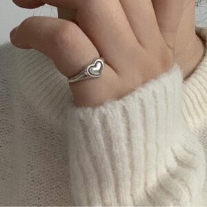 Silver Antique Heart Adjustable Ring